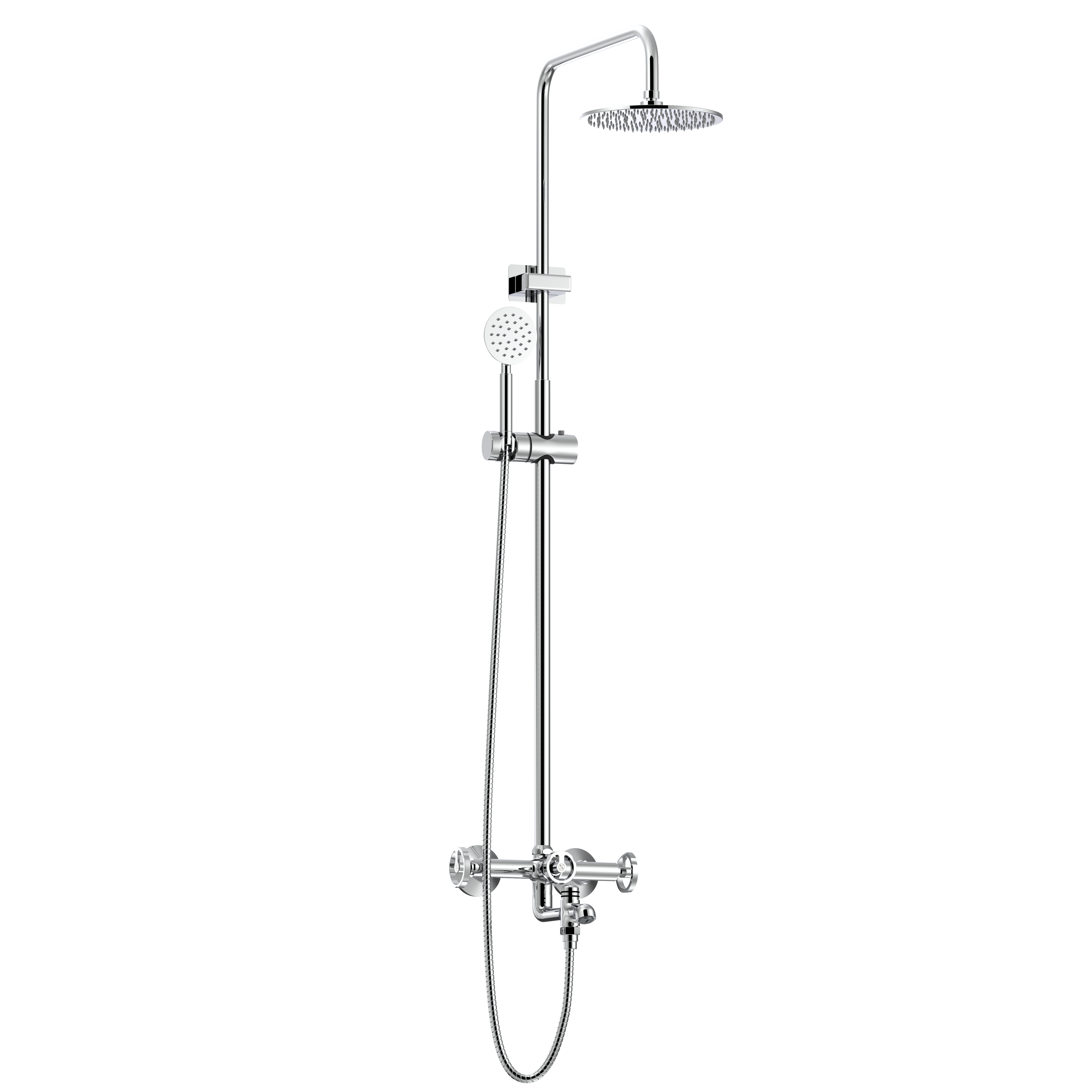 3 IN 1 Wall Mixer Panel Set Overhead Shower Multi Flow Round Art No. 6151R | Hand Shower Set Atr No. 6451